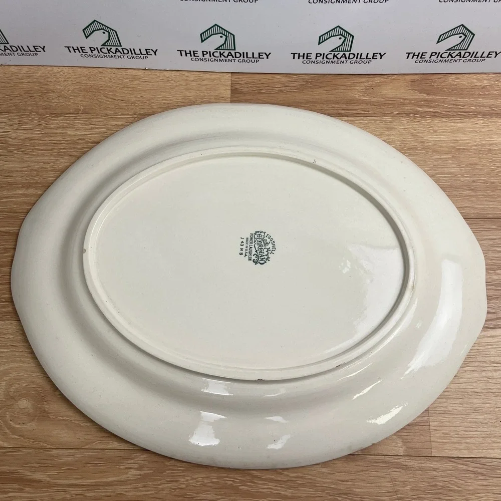 Homer Laughlin Eggshell Georgian Floral Oval Serving Platter Gold Trim 15.5 Inch